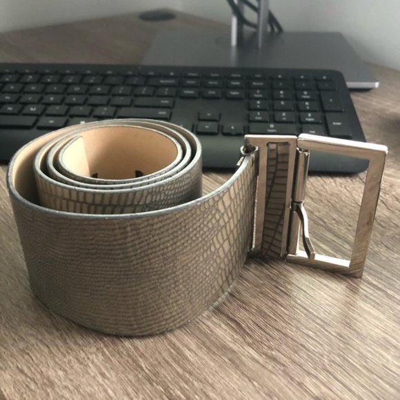 Croc Embossed Genuine Leather Made in Italy Belt